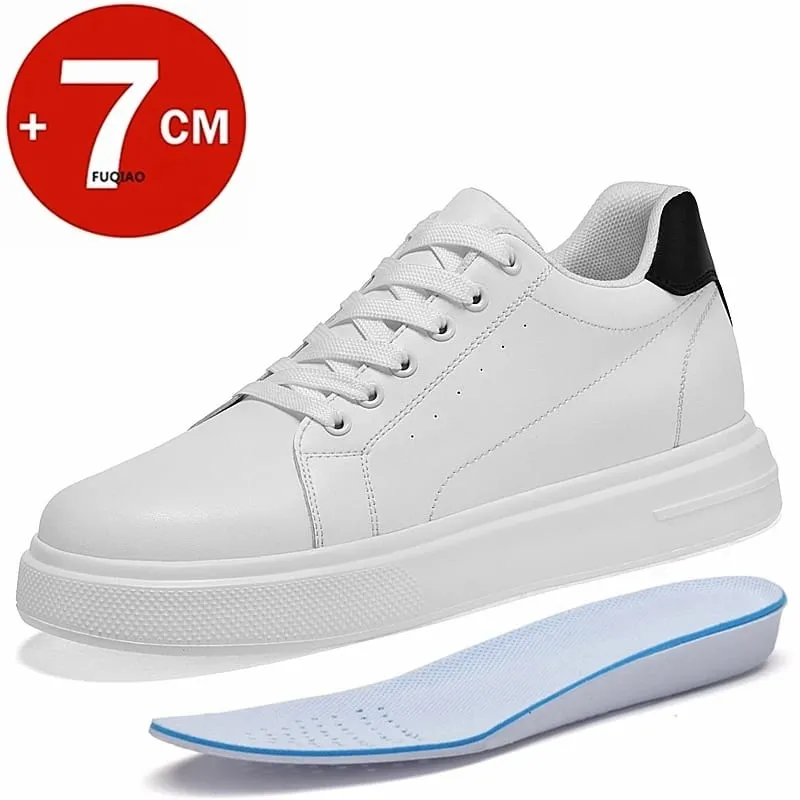 Modische PU-Leder-Aufzugsschuhe für Herren, 7 cm, unsichtbare Höhenerhöhung, weiße Turnschuhe für Damen, die lässige Sprots-Schuhe erhöhen — image 8