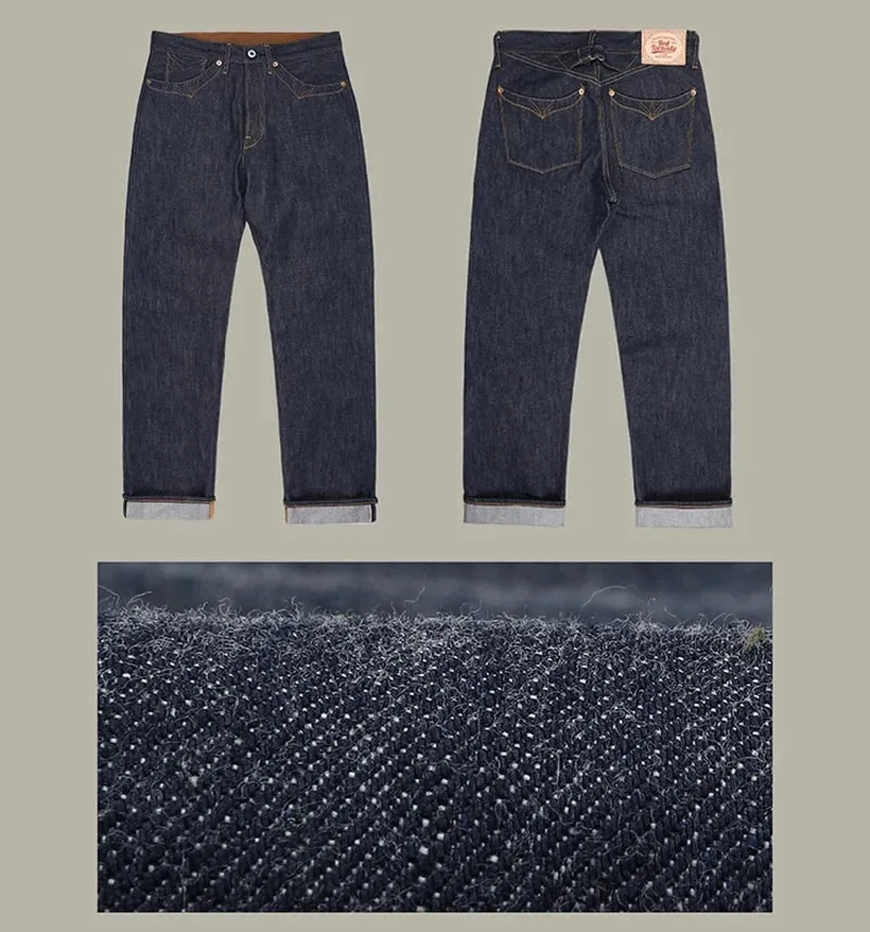 Jean rouge Tornado 350 Selvedge avec poches et coutures avec boucle au dos, pantalon en denim brut 14oz — image 7