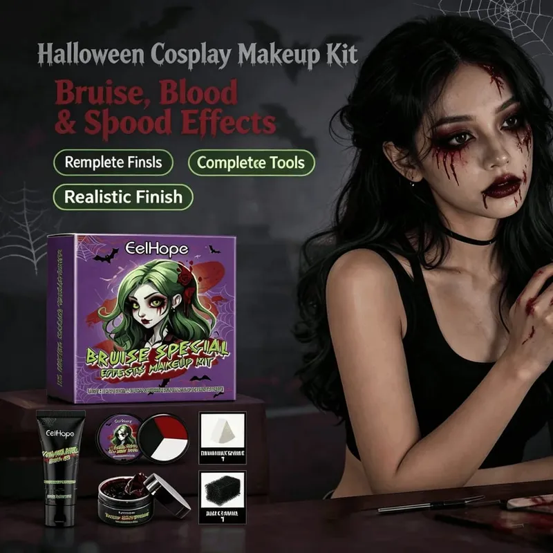 Alat solek cosplay Halloween set tiruan luka lebam High Concealer Face Paint untuk Makeup Goth Halloween