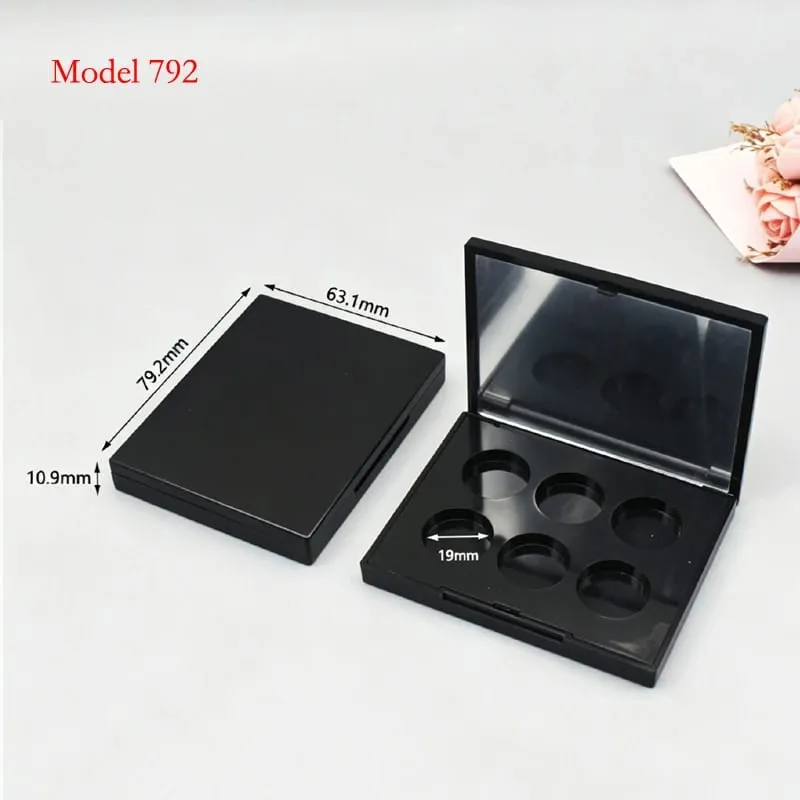 Batch Sale Price For Square 2/3/4/5/6/9/12 Colors Black Plastic Empty Eye Shadow Palette Blusher Powder Container