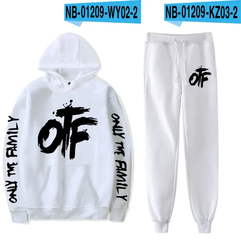 Harajuku Comfortable Funny OTF Letter Print Sweatshirt Sweatpants Suit Men/Women Hoodies+ Trousers Suit Cute 2 Piece Set Clothes — image 1