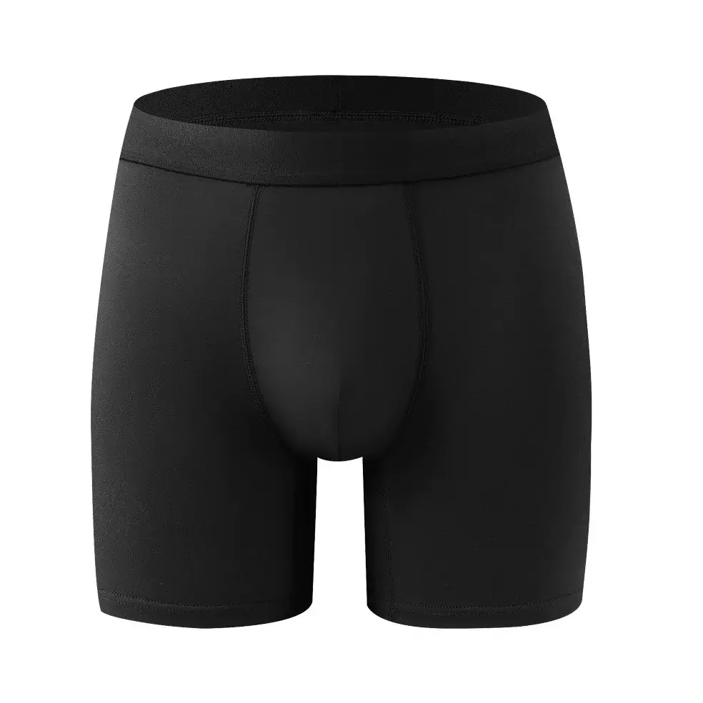 Boxer en fibre de bambou pour homme – Sous-vêtement doux de couleur unie avec taille sans couture et pochette profilée — image 2