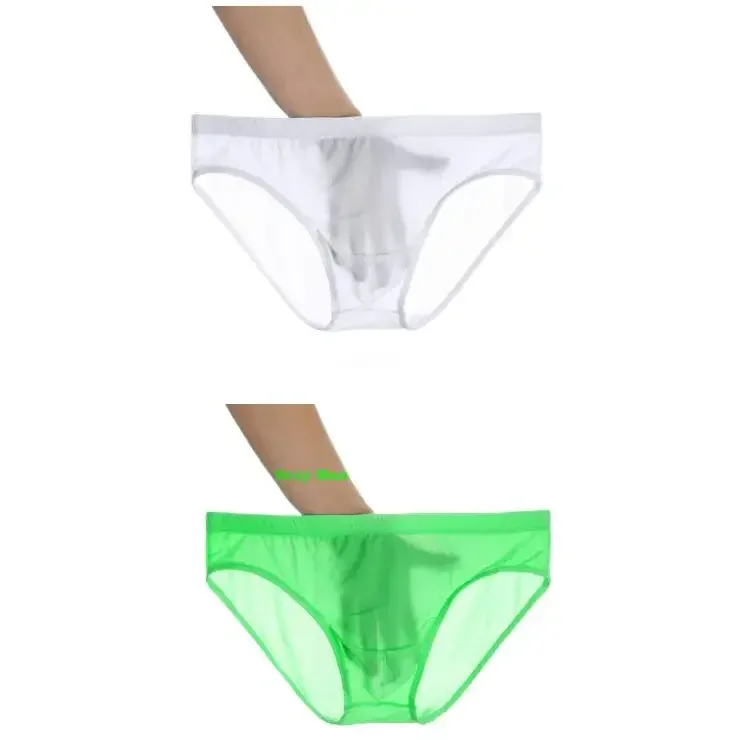 2PCS Ultra Thin Ice Silk กางเกง Plus ขนาด M-4XL สีทึบเยาวชนโปร่งแสงต่ำเอว Breathable เซ็กซี่ชายกางเกง — image 24