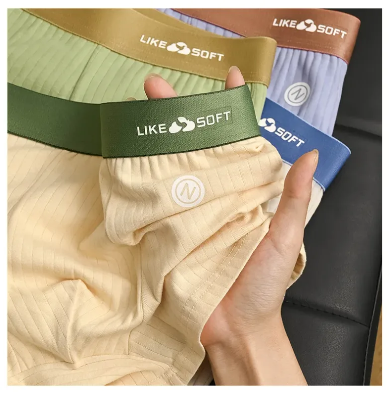 5 pezzi boxer da uomo a righe morbidi e traspiranti a vita media elastico in vita misto cotone pantaloncini intimi da uomo — image 4