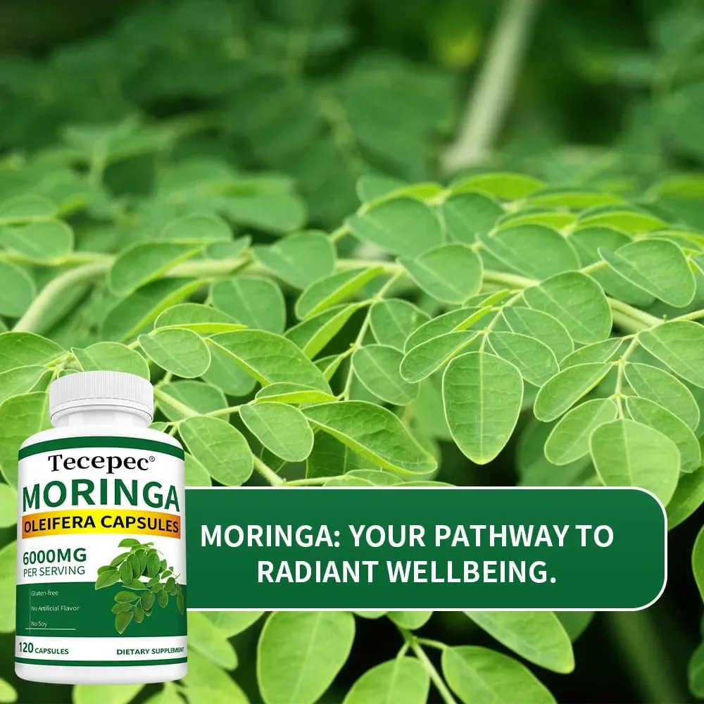 มะรุมอินทรีย์แคปซูล 6000 มก. สารต้านอนุมูลอิสระ Boost Energy & Metabolism สนับสนุนภูมิคุ้มกันย่อยอาหารสมองและสุขภาพหัวใจ — image 4