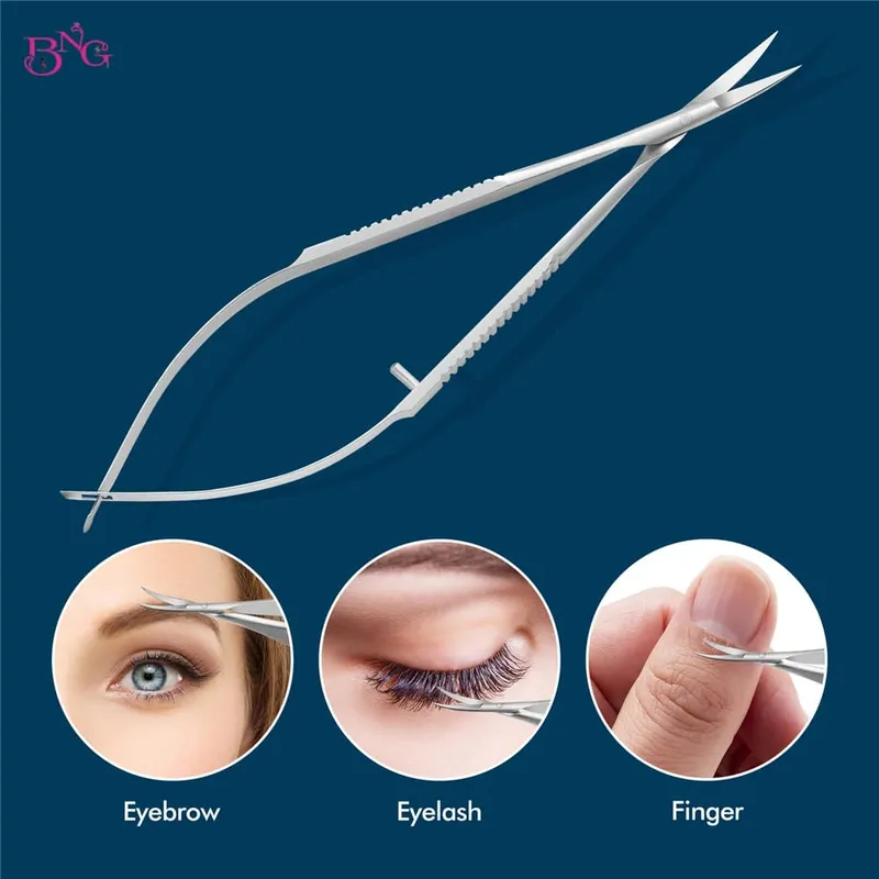 Pemangkas Gunting Solekan Kening Keluli Tahan Karat Gunting Lentur Khas Mekap Alat Kecantikan Lurus Melengkung Kutikula Keluarkan