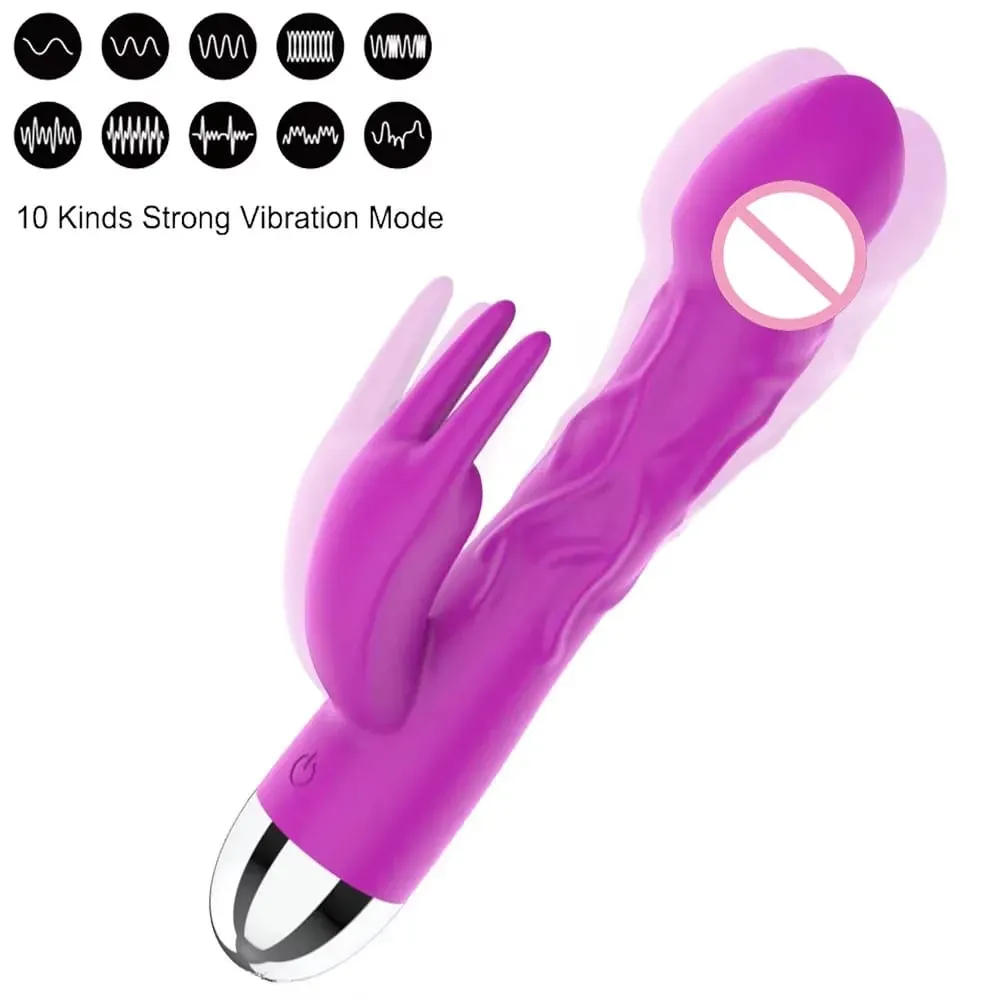 Ogromny silikonowy wibrator Dildo królik dla kobiet stymulacja łechtaczki masaż 10 prędkości G Spot wibrator zabawki erotyczne dla dorosłych