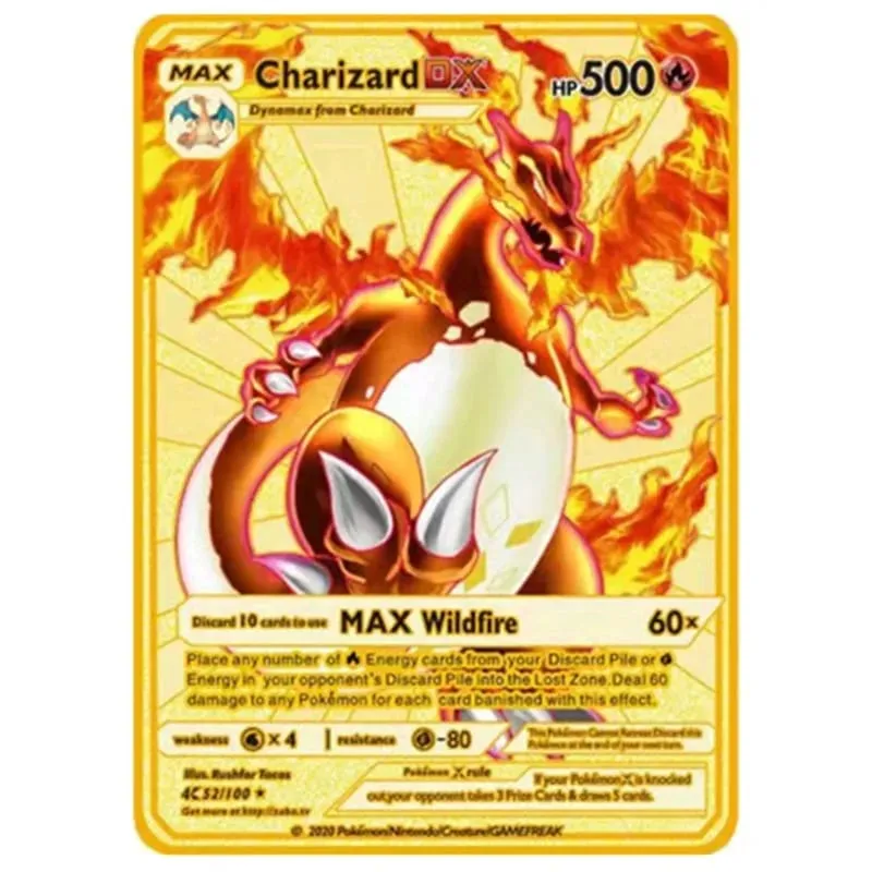 English Version Pokemon Metal Card Anime Figure Pikachu Charizard Mewtwo Battle Trading Game Collection Cards Model Toy Gifts — image 5