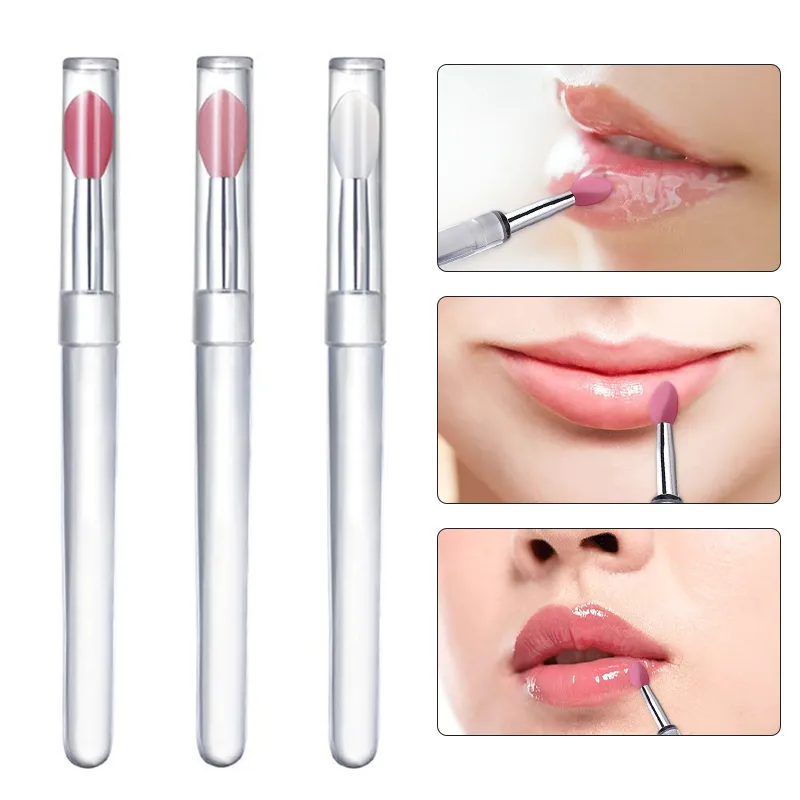 Silikonový štětec na rty s krytem Měkký multifunkční aplikátor masky na rty Lesk na rty Přenosné cestovní štětce na make-up opakovaně použitelné — image 2