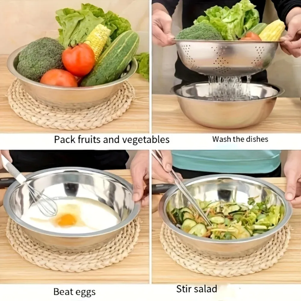 Juego de ralladores de cocina multifuncionales de acero inoxidable, cuenco de drenaje con mandolina para lavado de verduras, rebanador para patatas, 3 uds. — image 4