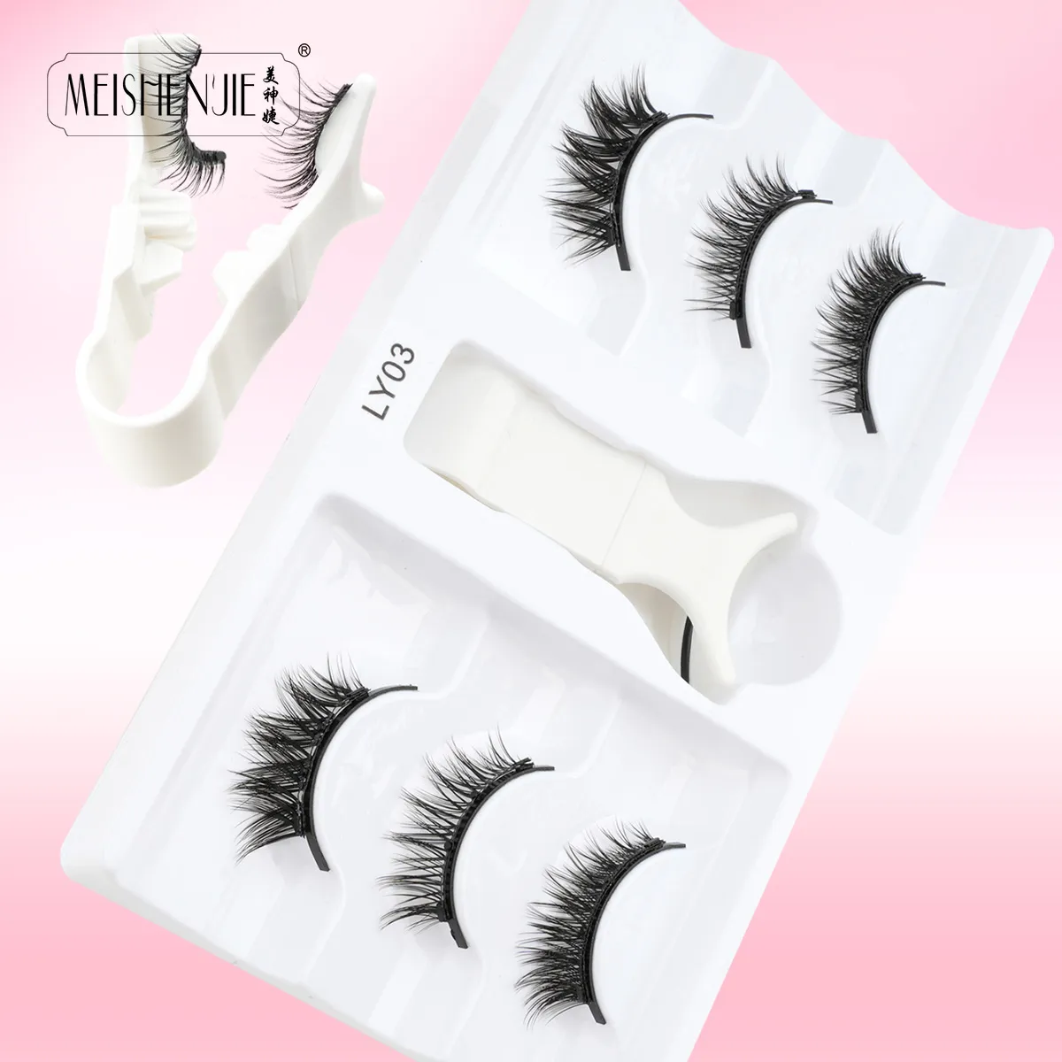 1/3 คู่ Magnetic Eye Lashes ขนตาทำด้วยมือ Soft Reusable Magnetic Lashes ดูธรรมชาติ 3D False Lashes แต่งหน้าแหนบชุด — image 4