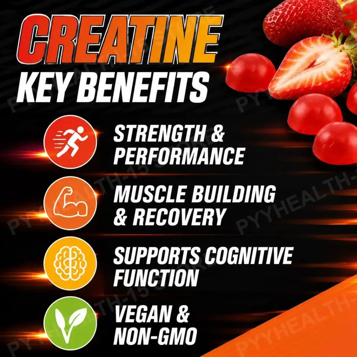 Acentilabs caramelle gommose alla creatina monoidrato per forza e prestazioni costruzione e recupero muscolare 120 caramelle gommose alla fragola — image 5