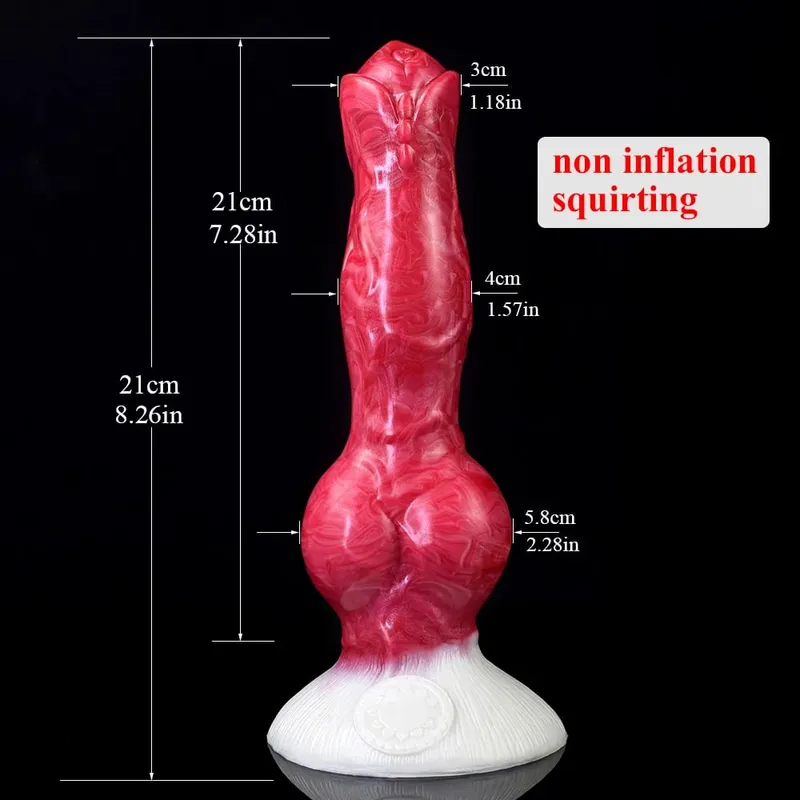 Eiaculazione Plug anale Cane/Lupo Pene gonfiabile con nodo grosso con funzione di squirto Giocattolo del sesso con ventosa forte per donne e uomini