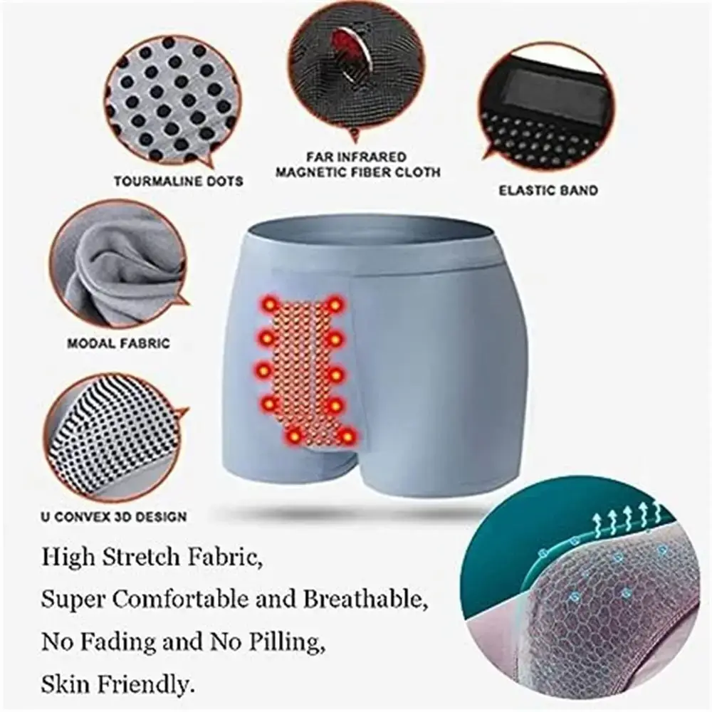 Polyester Erkek iç çamaşırı Gerilebilir Elyaf Manyetik terapi Erkek boxer Rahat Külot Rahat kullanım için — image 5
