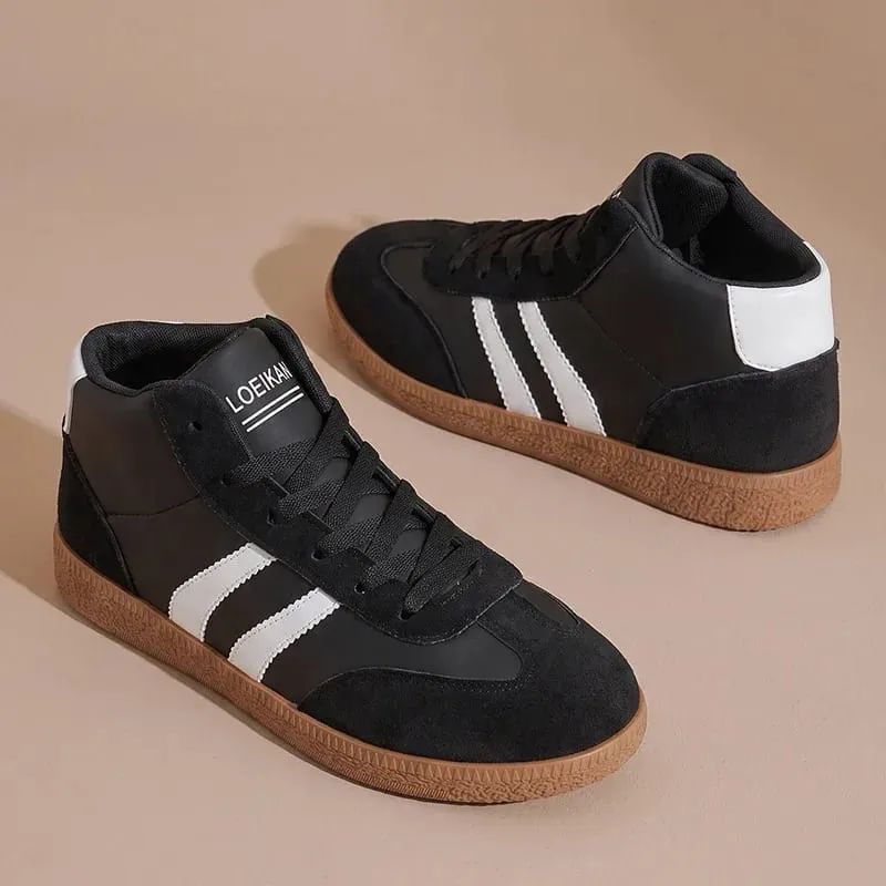 Unisex High-Top-Retro-Sneaker, gestreift, Patchwork, Schnürung, weiche Gummisohle, täglich, lässig, Boardschuhe für Männer und Frauen — image 5