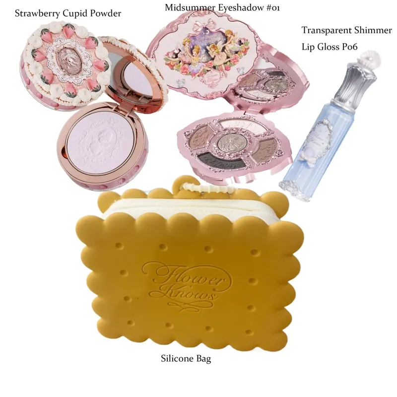 Flowerknows All-In-One-Mackup-Set in Geschenkbox. Flower Knows Glitzer-Lidschatten-Palette, Rouge, langanhaltender Glanz-Lippenstift mit Tasche — image 12