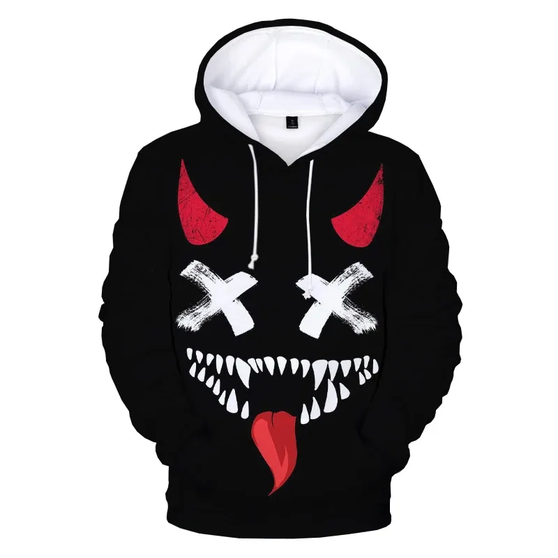 Patrón de moda diablo cara sonriente 3D impreso Sudadera con capucha sudaderas hombres mujeres moda Casual divertido jerseys sudaderas con capucha de Hip Hop — image 25