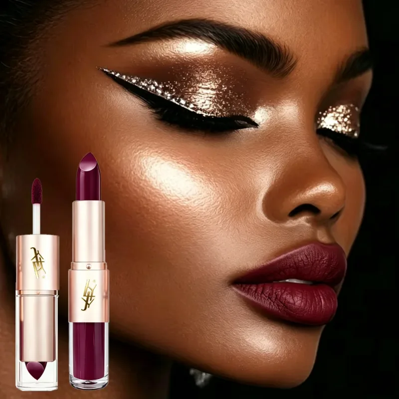 2 IN 1 Dual-End Lipstick & Liquid Lip Gloss High Shine Glossy Lip Color Long Lasting Waterproof Bold Lip Makeup — image 5