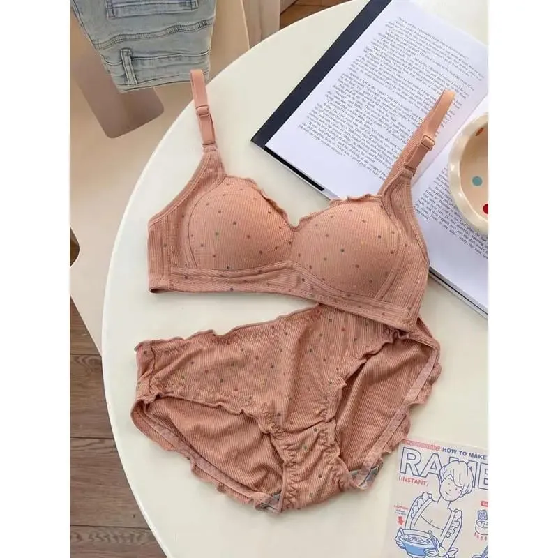 MOYISU – soutien-gorge sans fil blanc à pois, pour adolescents, soutien-gorge Push Up, rétraction du buste, ensemble de Bralette Non rembourré, petite poitrine, Anti-affaissement — image 6