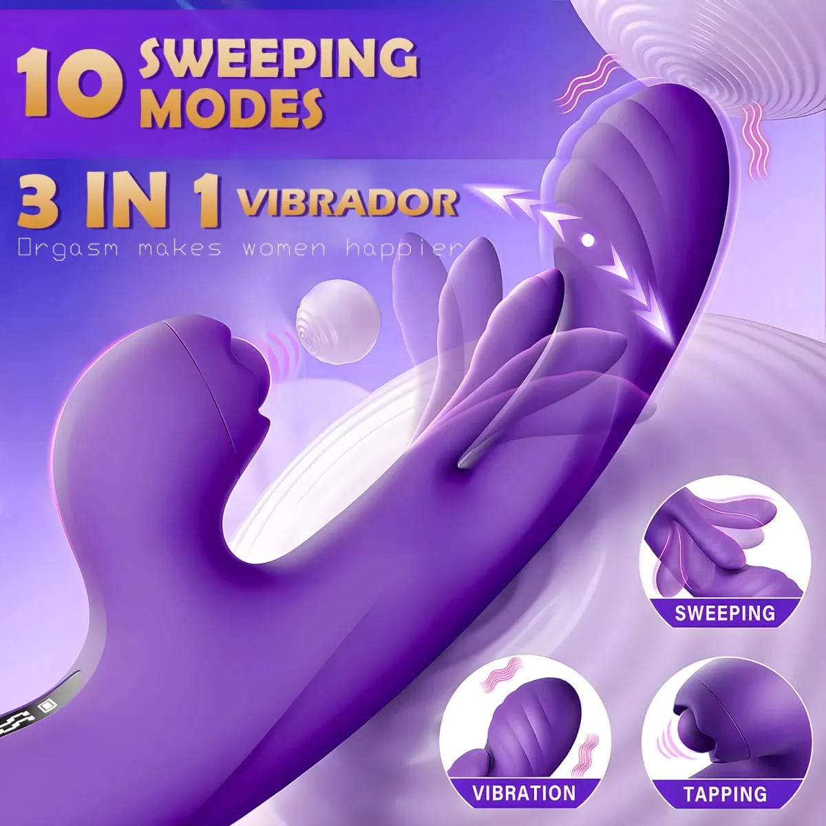 App Control Rabbit 3 IN 1 toccando sbattimento vibratore della vagina per le donne Wiggle Tongue G-Spot Masturbatore giocattoli adulti del sesso per le donne — image 3