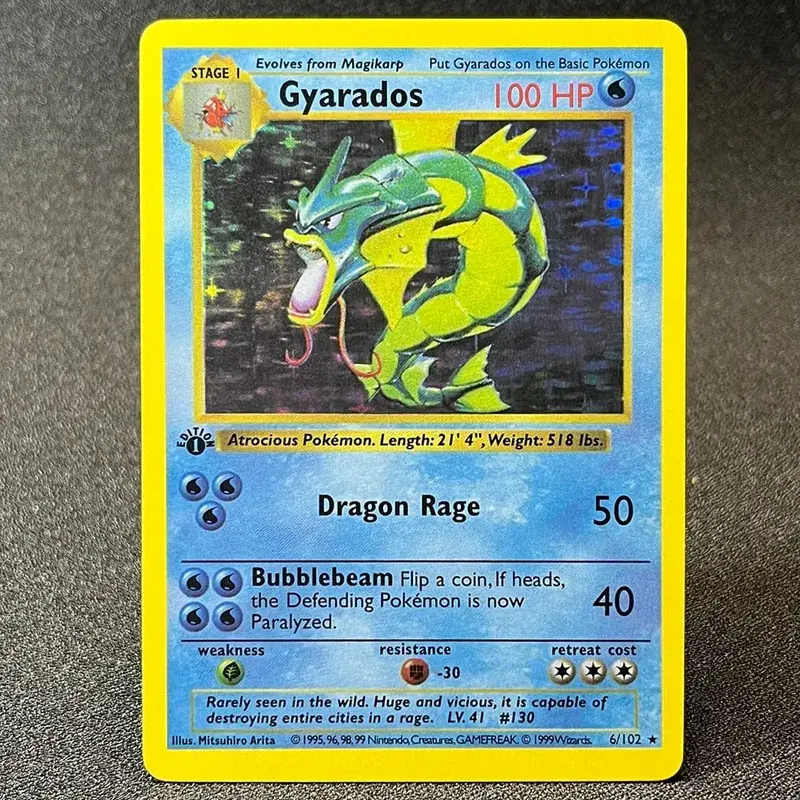 Carte foil PKM Charizard Blastoise Venusaur Alakazam Mewtwo Zapdos Raichu 1996 1a edizione Game Collection Carte proxy PTCG — image 20