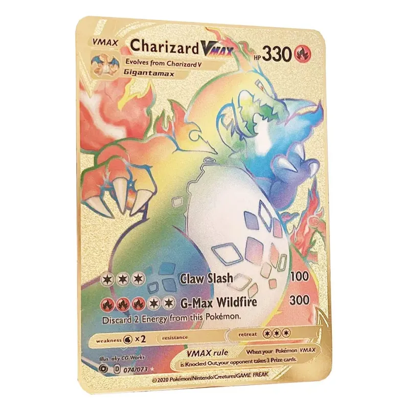 2025 NEU Pokemon Metallkarte 10000 Punkte Arceus Glurak Superkarte Golden English Mewtwo Vmax GX EX Anime Collection Cards Gif — image 13