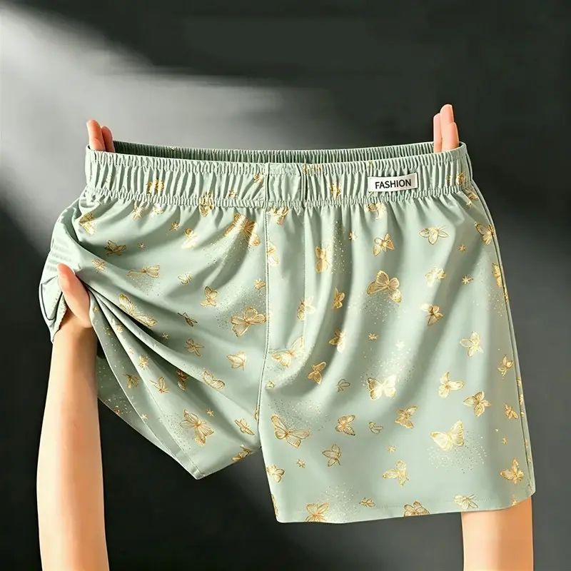 4-teilige personalisierte Aro-Hose für Herren mit Schmetterlingsdruck, lockere und atmungsaktive Freizeitunterwäsche, modische Boxershorts für Herren — image 4