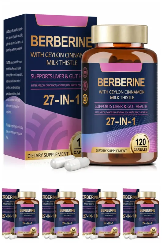 27 in 1 Berberine Supplement with Ceylon Cinnamon Milk Thistle for Liver Gut Health Immunity Men & Women 120 Vegan Capsules — image 11