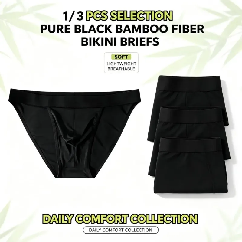 Soft Bamboo Fiber Men High‑Cut Bikini Briefs Integrated Pouch Moisture Wicking Athletic Underwear for Gym Training 1 3Pcs Set — image 9