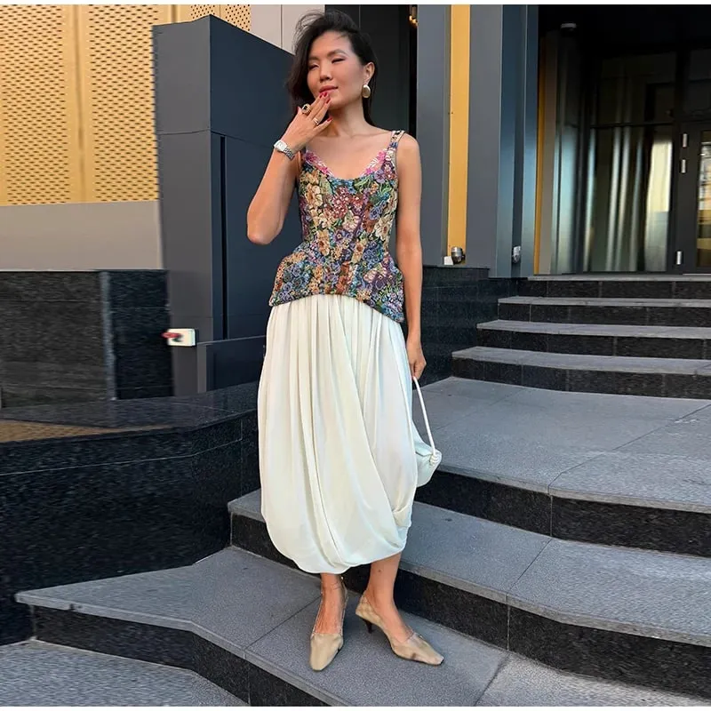 Floral Print Cami Corset Top Thin Straps U Neck Structured Waist Pointed Hem Vintage 2026 Spring Summer Vacation Lady Chic Top — image 9