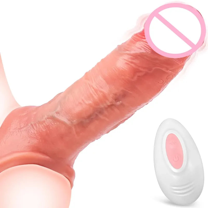 Penis Sleeve Cock Vibrator Realistic Penis Extender Vibrating Cock Ring 10Mode Remote Control Soft Silicone Penis for Men Couple — image 9