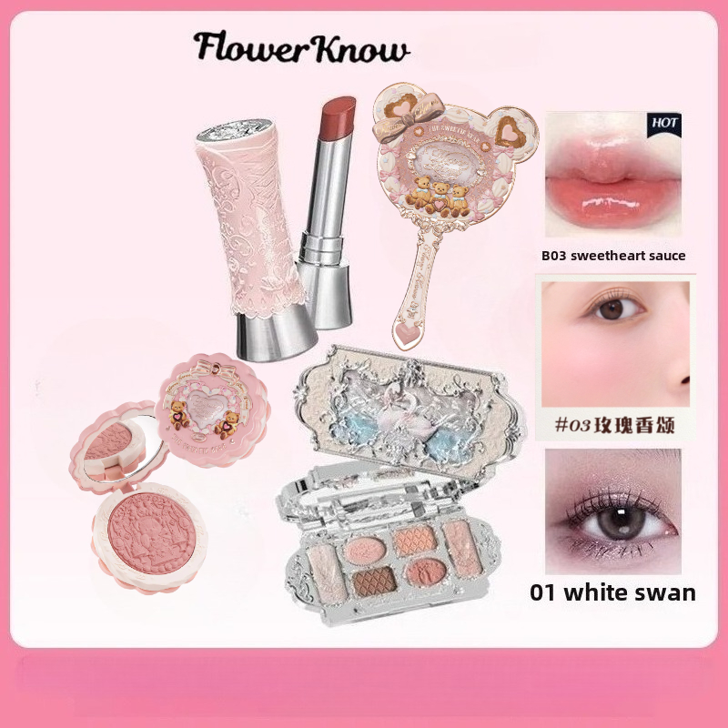 Flower Knows Makeup Sets Swan Ballet Series Gift Box Lipstick Blush Eyeshadow Palette Handheld Mirror Makeup Gift Box — image 7