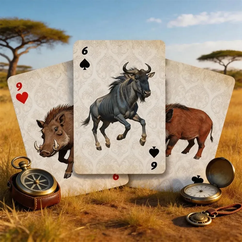 Carte da gioco Savannah Animal Mazzo di carta premium Carte da poker mescolate lisce per giochi da tavolo per feste e spettacoli magici — image 3