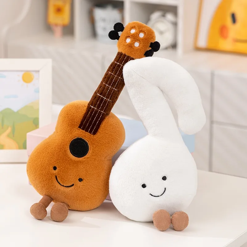 Alat Musik Humanoid Mainan Mewah Boneka Garpu Penyetelan Biola Gitar Tersenyum dengan Hadiah Properti Boneka Dekorasi Kaki