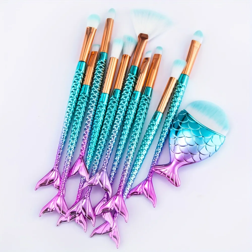 1/10 Adet Makyaj Fırça Seti -3D Denizkızı Makyaj Fırçası Göz Farı Fırçaları Kozmetik Fırçalar Göz Farı Eyeliner Allık Kapatıcı — image 3