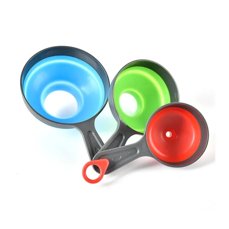 3 pièces/ensemble avec 3 tailles entonnoir de cuisine en Silicone pliant télescopique entonnoir poudre liquide large bouche confiture entonnoir ustensiles de cuisine