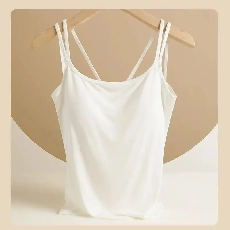 Atasan Kamisol Modal untuk 40-100Kg Ukuran Besar dengan Rompi Suspender Terintegrasi Bantalan Dada untuk Wanita Tank Top Pakaian Dalam Dasar — image 12