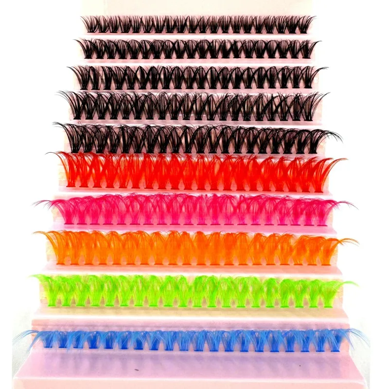 120 grappoli di ciglia a 6 colori + neri grappoli di ciglia colorate ciglia singole D-roll per occhi finti colorati — image 3