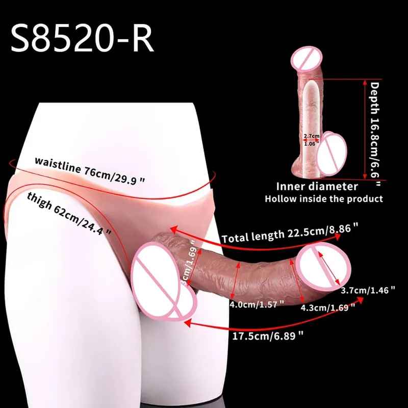 High Waist Realistic Penis Sleeve насадка на член Strap On Hollow Dildo Panties Silicone Dick Extender Sex Toy For Men