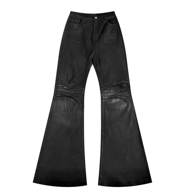 Amerikanische Retro-Heavy-Industrie-High-Street-beschichtete Micro-Flared-Jeans für Männer, schwarze Gothic-Vintage-beiläufige, lockere Jeans, Herbst-Neuheit — image 3