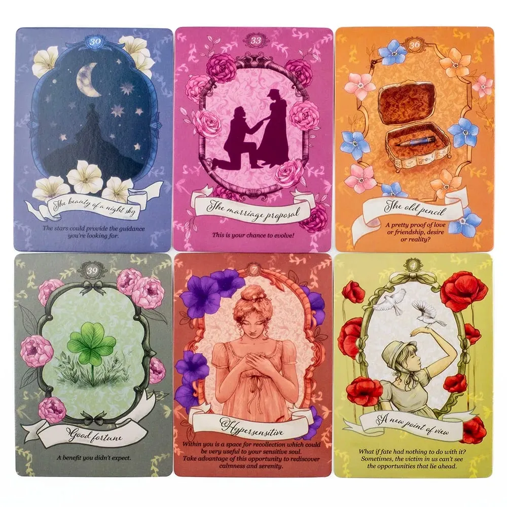 Jane Austen Oracle Deck 40 cartas Conjunto de adivinhação literária estilo regência cartas de tarô ilustração 10,3 * 7,3 cm — image 5