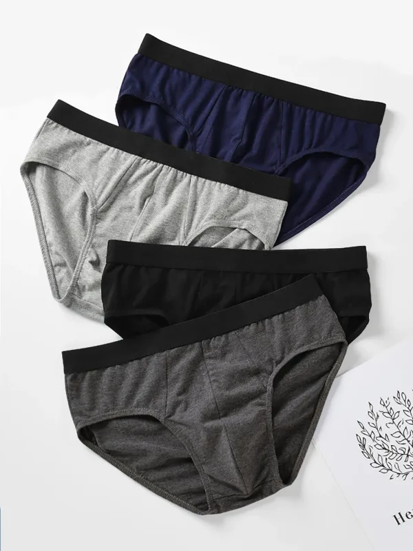 4-Piece Men's Triangle Underwear, Simple and Comfortable for Daily Use. Four-Color Underwear Set, All-Season Men's Underwear