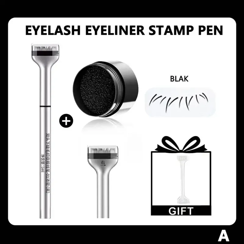 2-in-1 Stempel-Eyeliner-Stift für den unteren Wimpernbereich, wasserfest, wischfest, schnell trocknend, natürliches Augen-Make-up-Werkzeug-Set