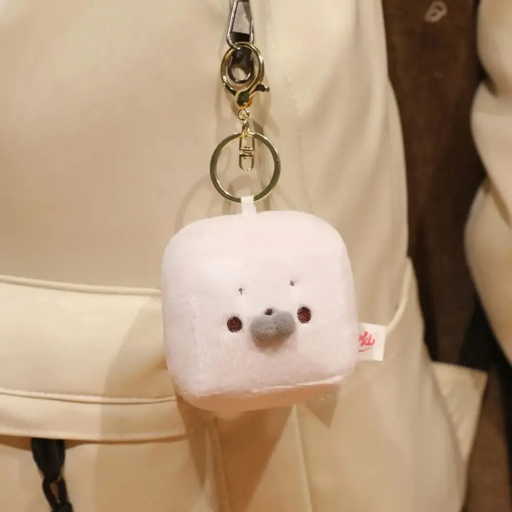 かわいいアザラシ表現ぬいぐるみおもちゃ正方形柔らかい豆腐型クッション豆腐型バッグチャーム家の装飾