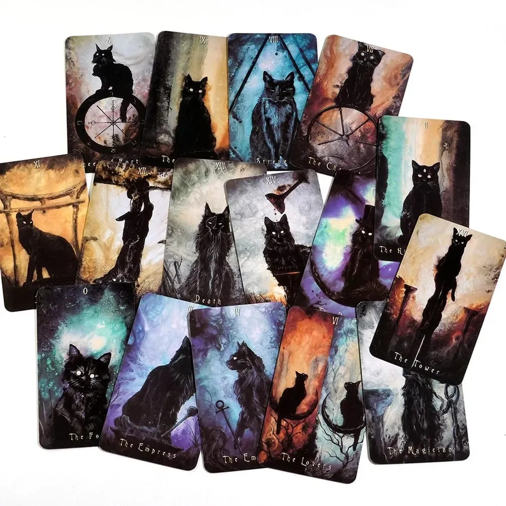 NEU Niedliche Katzen-Tarotkarten, Brettdeck-Spiele, Oracle für Fate Divination Party, Familien-Tarot-Deck — image 2