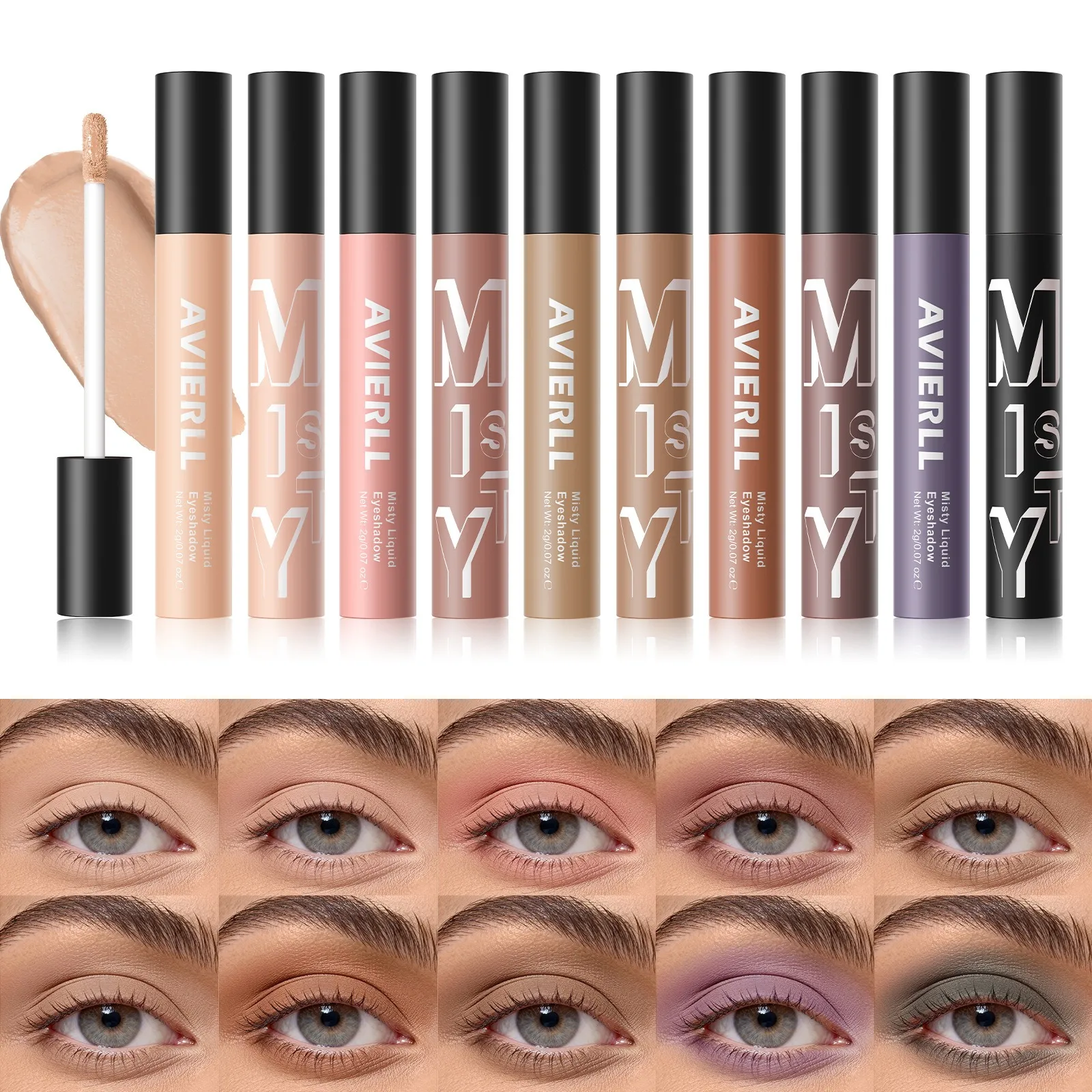 10 Warna Matte Nude Eye Bronzer Pembayang Mata Cecair Kalis Air Mata Tahan Lama Shdaow Kontur Pipi Semulajadi Kosmetik Wanita — image 4