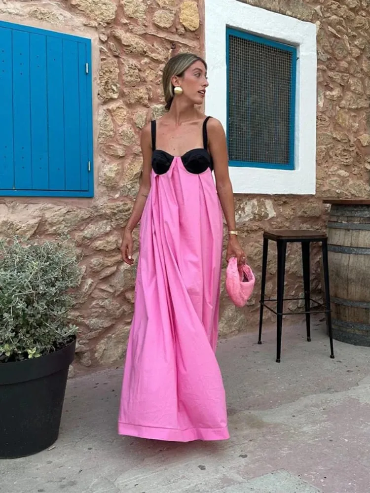 Women Sexy Color Blocking Halter Maxi Dresses Elegant Backless Off shoulder Sleeveless Slim Gowns 2026 New Lady Party Vestidos — image 4