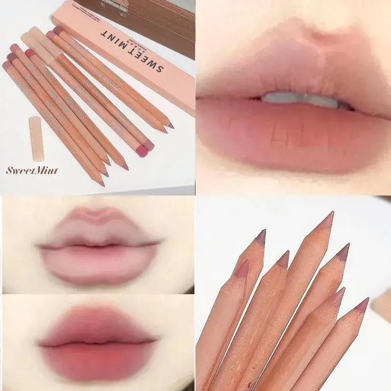 Bean Paste Pink Lip Liner ปากกา Professional Lip Liner ดินสอ Velvet Matte Lip Non-stick Cup Nude ลิปสติกปากกา Contour Line แต่งหน้า — image 2