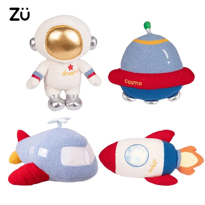 ZU Space Theme ديكور المنزل حفلة رواد الفضاء لطيف UFO صاروخ وطائرة ألعاب من القطيفة الأولاد خيمة غرفة رمي الوسائد — image 2