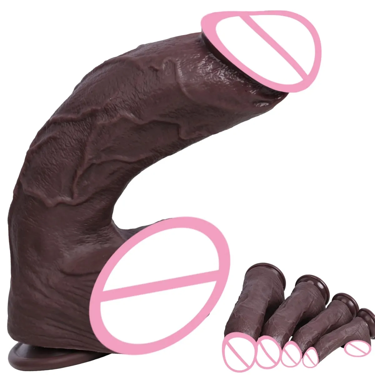 Kæmpe realistisk dildo dobbeltlags silikone penis blød stor pik 2 farver 4 størrelser til kvinder Onani sexlegetøj Voksen forsyninger — image 1